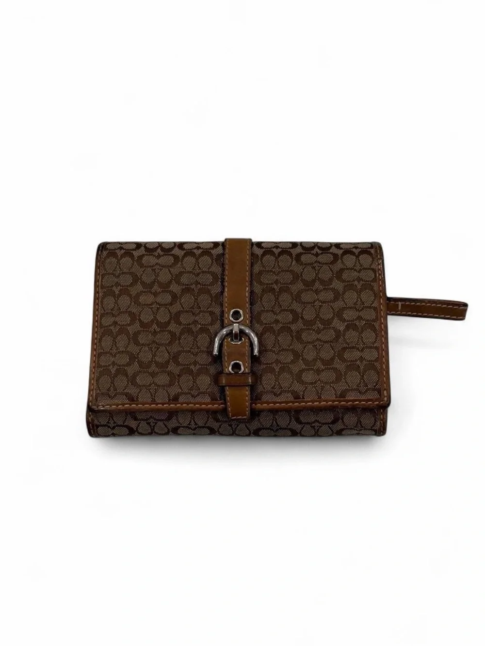 Coach Signature Canvas Wallet in Brown with Leather Trim